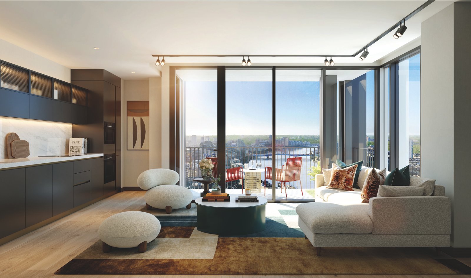 Three bedroom residence living room with river views
